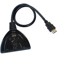 HDMI Switch 3 port HDMI (3xHDMI-1xHDMI) c кабель 15см., без харчування
