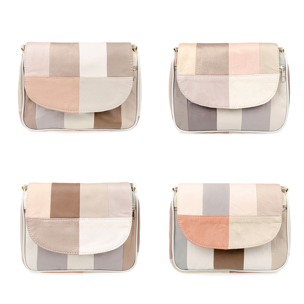 Маленька шкіряна жіноча сумочка через плече літній мікс (5657), фото 1