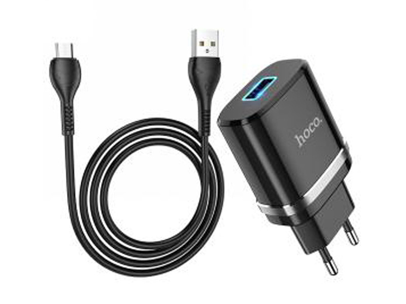Зарядний пристрій 220В USBx1 з кабелем USB - micro USB Hoco N1 56шт 9911