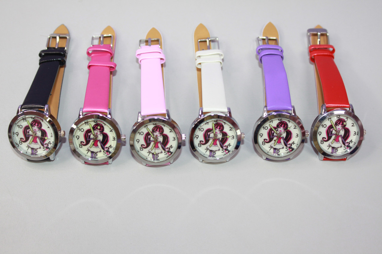 Дитячій наручний годинник для дівчинки з малюнком дівчинка монстрик