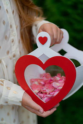 Весільна корзина для пелюсток скляна червоне Серце