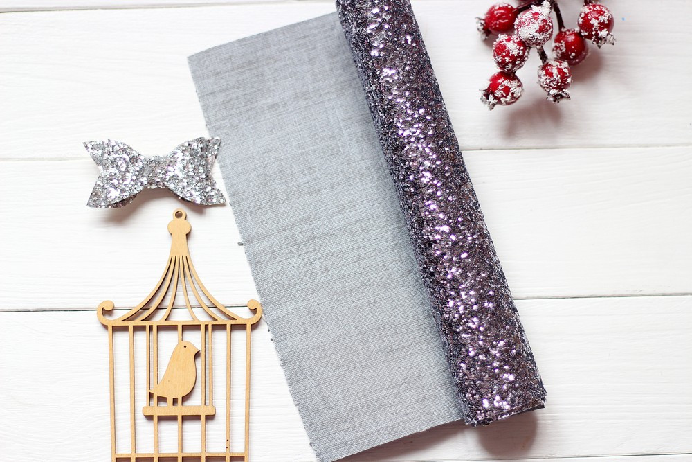 Кожзам з великим глітером 30*19см Графіт, фото 1