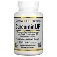 Противовоспалительный комплекс для суставов омега 3 и куркумин California Gold Nutrition Curcumin UP 90 капсул