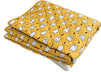 Одеяло в детскую кроватку синтепоновое 110 * 142, желтое с мишутками, 100% хлопок