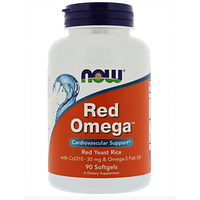 Red OMEGA NOW Foods Ред омега Красный дрожжевой рис с Омега-3 и CoQ10 90 капсул