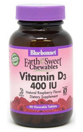 Bluebonnet Nutrition Vitamin D3 400 IU 90 chew tab raspberry, фото 3