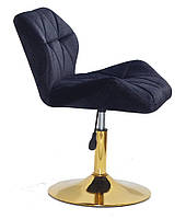 Крісло поворотне Paris чорний GD — Base на круглій основі млинця золотого кольору, фото 4