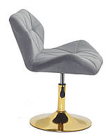 Крісло поворотне Paris сірий GD — Base на круглій основі млинця золотого кольору, фото 4