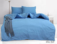 1,5-спальный комплект постельного белья на молнии синий однотонный ранфорс Blue Bell