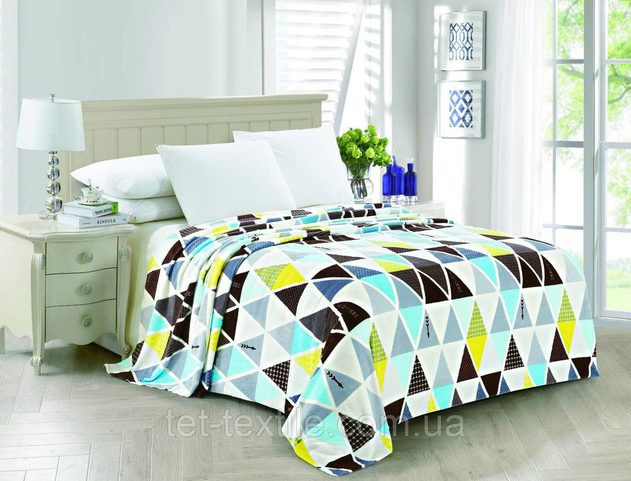 Плед з мікрофібри Велсофт Кольорові трикутники 200х220 см