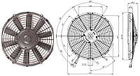 Вентилятор радиатора кондиционера осевой 12" дюймов 24В тянущий, 2020 м3/ч (Kormas)