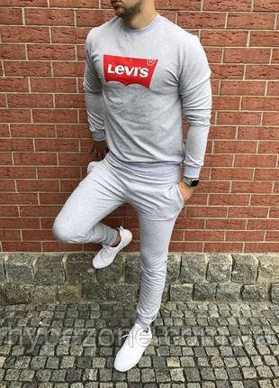 Світшот Levis сірий Чоловічий трикотажний принт Ливайс, Толстовка Левіс, Кофта реглан Левіс Бавовна, ТОП Якість