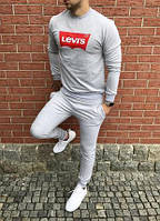 Світшот Levis сірий Чоловічий трикотажний принт Ливайс, Толстовка Левіс, Кофта реглан Левіс Бавовна, ТОП Якість