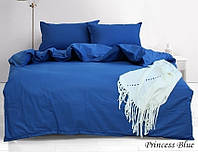 Однотонный синий 1,5-спальный комплект постельного белья из ранфорса Princess Blue