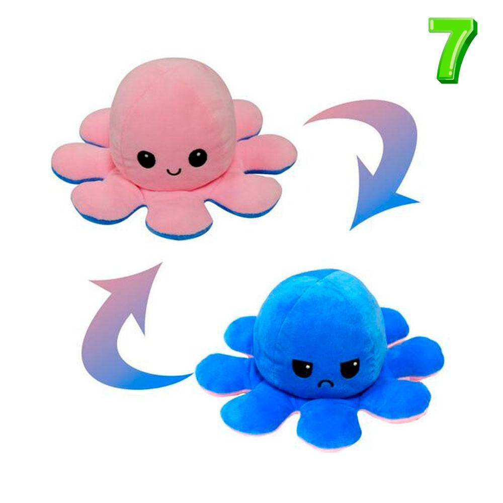 Двусторонний осьминог настроение, мягкая игрушка осьминог перевертыш 2 в 1 Сине-розовый (TS) - фото 1 - id-p1454830513