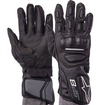 Мотоперчатки зимові шкіряні з закритими пальцями чоловічі Alpinestars SP8 розмір L Чорні