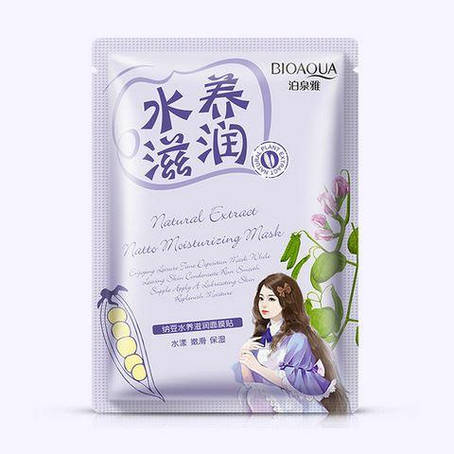 Тканинна маска Bioaqua з екстрактом соєвих бобів Natural Extract Natto Moisturizing Mask, 30г, фото 1