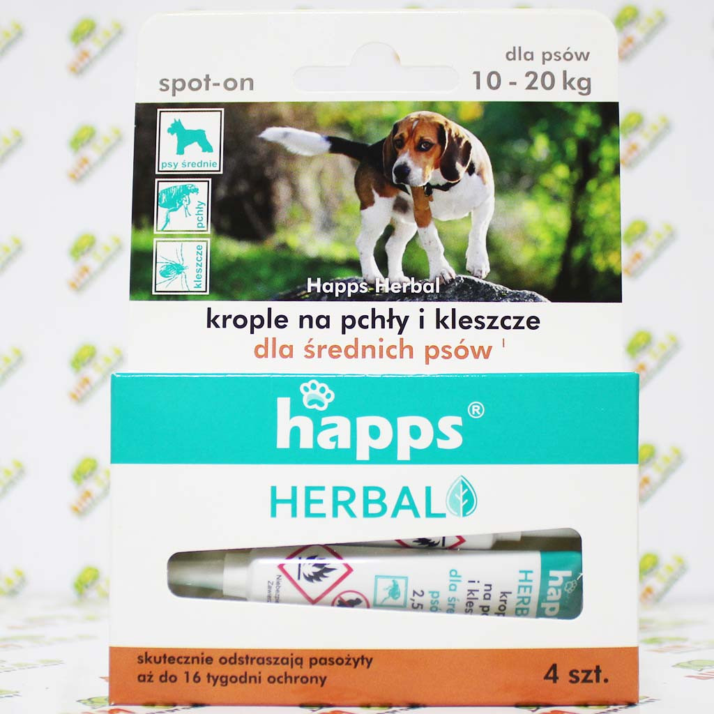 Happs Краплі для собак від бліх і кліщів 10-20 кг, 4 шт.