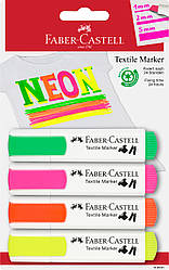 Маркери для тканини Faber-Castell Textile Marker Neon, набір 4 неонових кольори у блістері, 159591