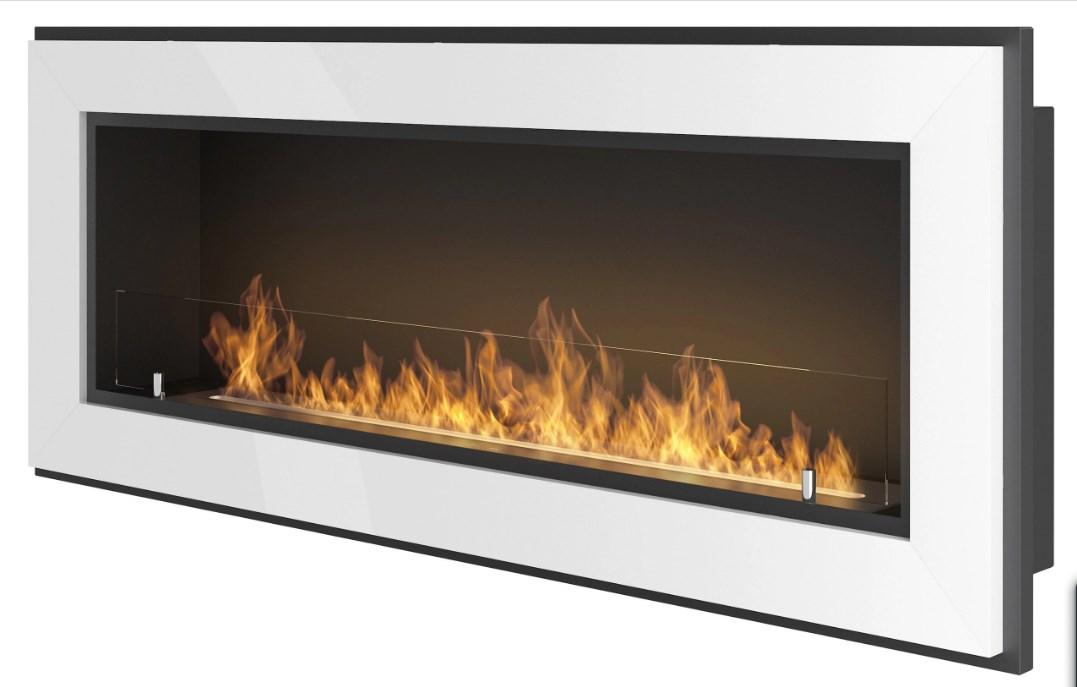 Біокамін S-Line White 120x49 см зі склом