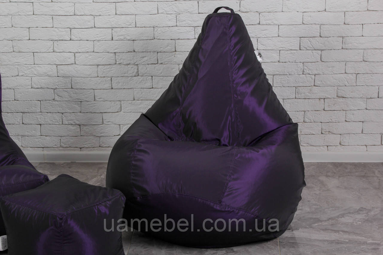 Набір безкаркасних крісло мішків (крісло груша, диван, пуф), темно-фіолетовий