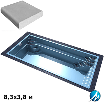 Комплект для обробки борту скловолоконного басейну 8,3х3,8 м копінговим каменем