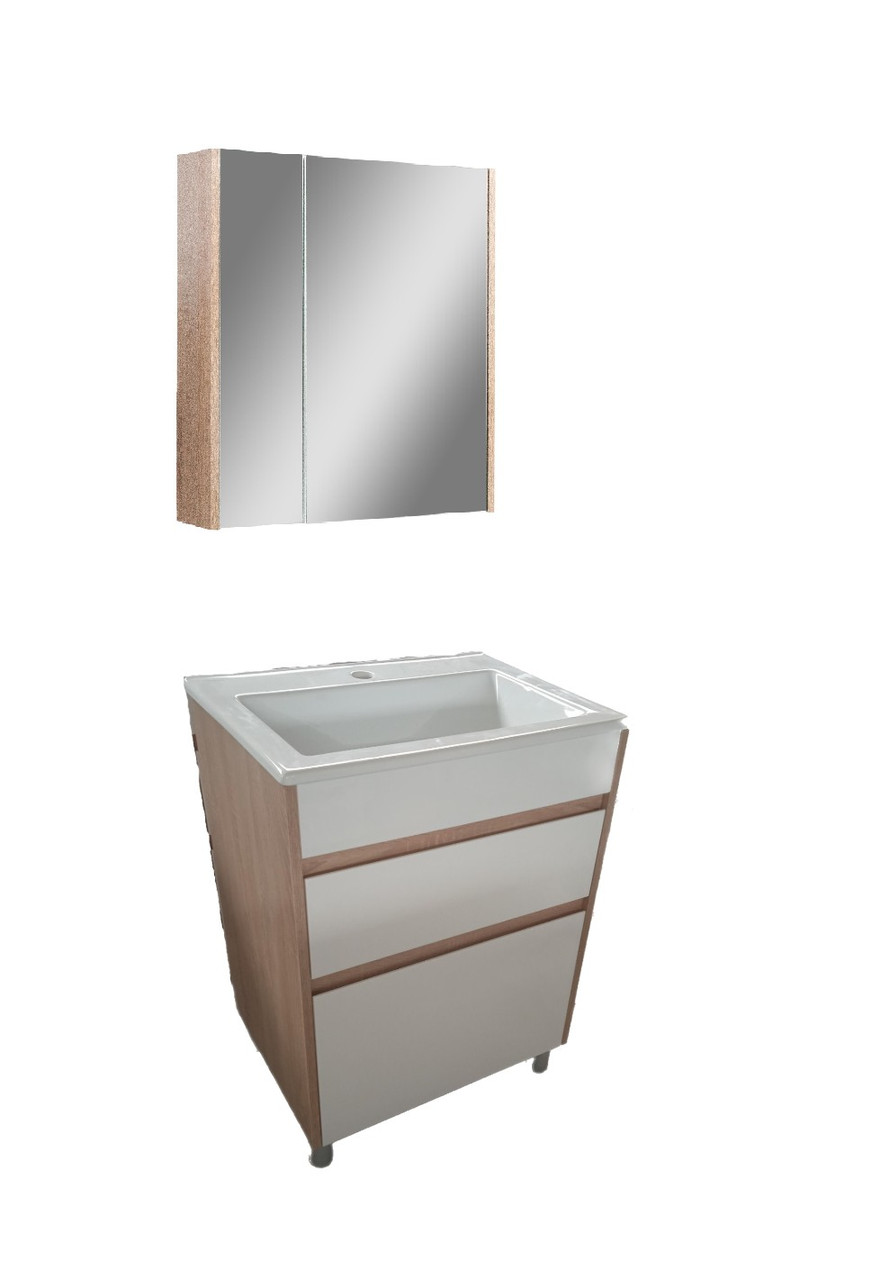 Комплект для ванної кімнати Софія: Тумба Т-8 з умивальником Еліз 55 + дзеркальна шафа 55