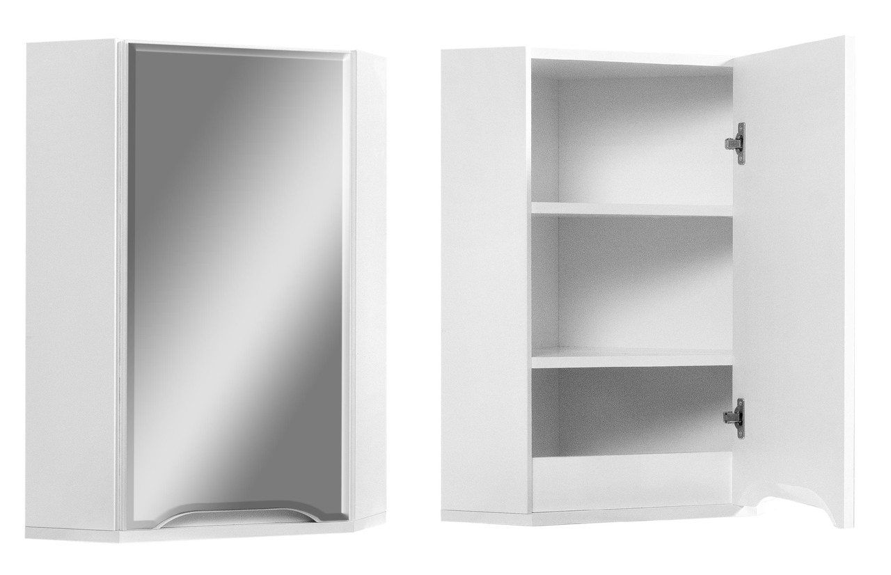 Шкаф навесной в ванную комнату угловой  Веста 40 зеркальный (левый/правый)
