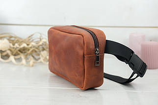 Шкіряна сумка Модель №58, натуральна Вінтажна шкіра, колір коричневий, відтінок Коньяк, фото 2