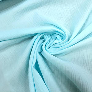 Тканина муслін жатий двошаровий, лазур (шир. 1,30м) (MS-JAT-2-0040)