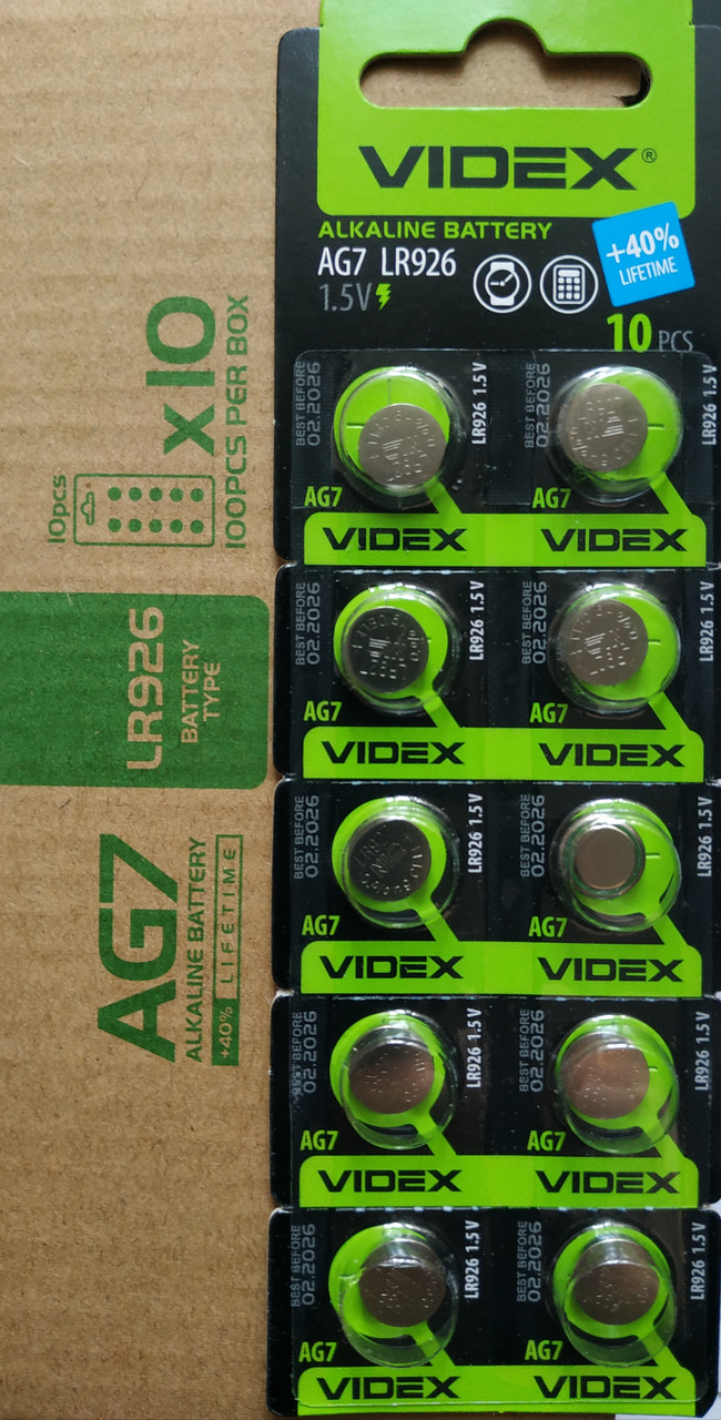 Батарейка часова Videx AG7 (LR926) blister card 10 pcs