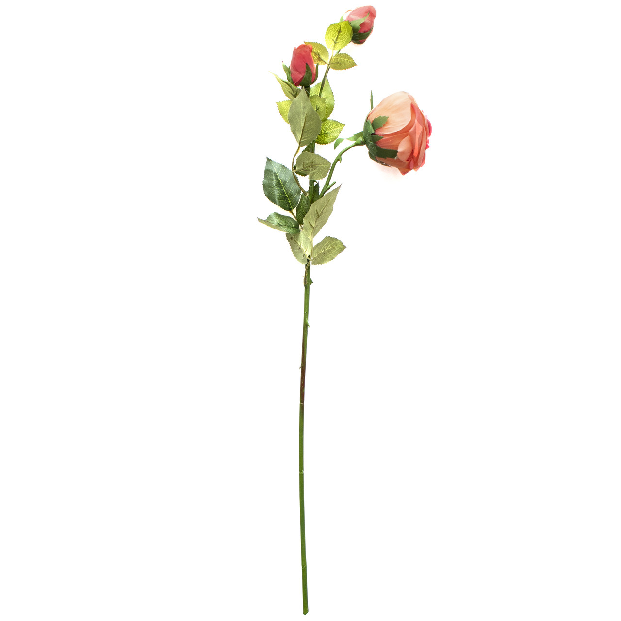Троянда-гілка, 73 см, штучна квітка персикова, тканина, пластик (630034)
