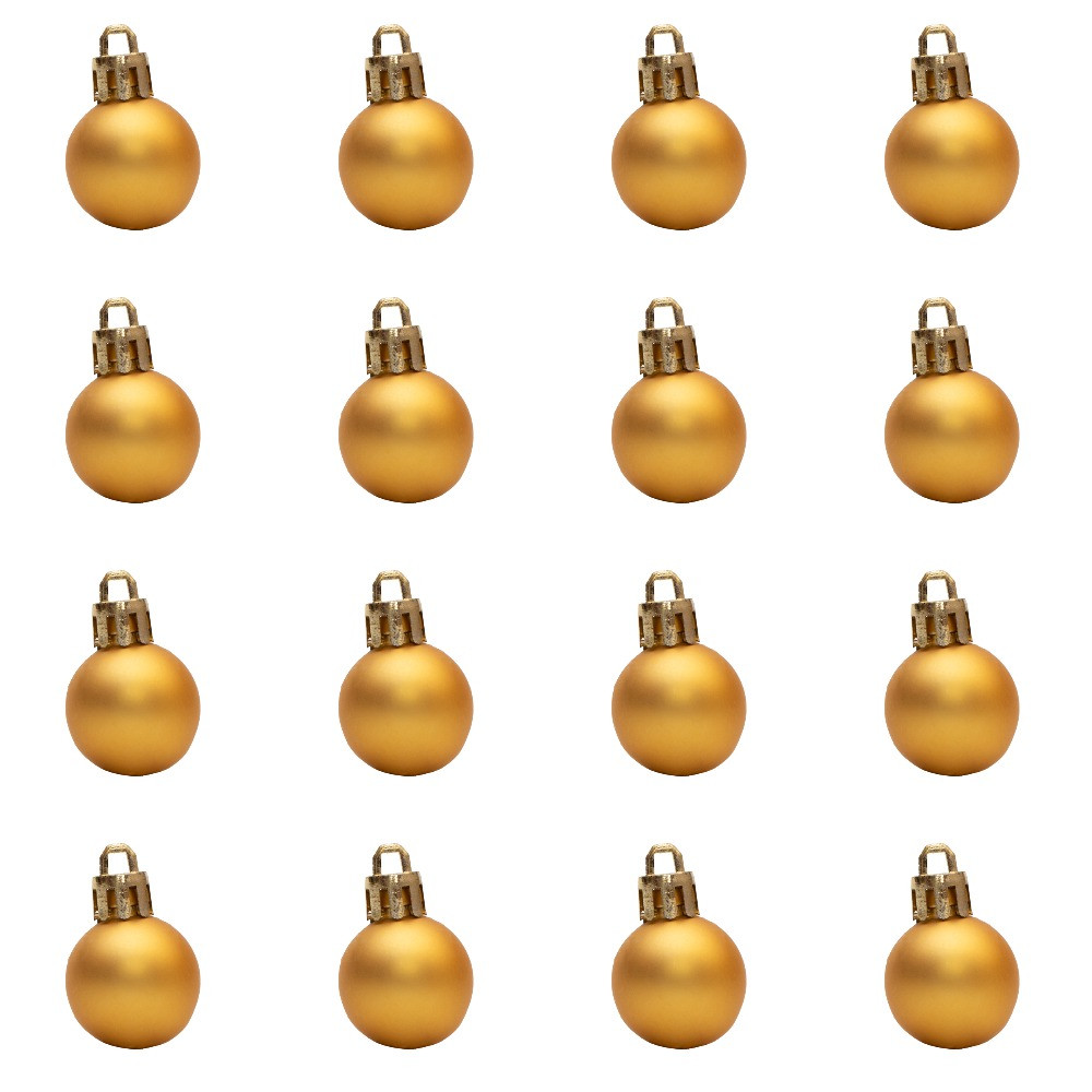 Набір ялинкових куль міні-кулі, 16 шт, D2,5 см, золотистий, матовий, пластик (890544)