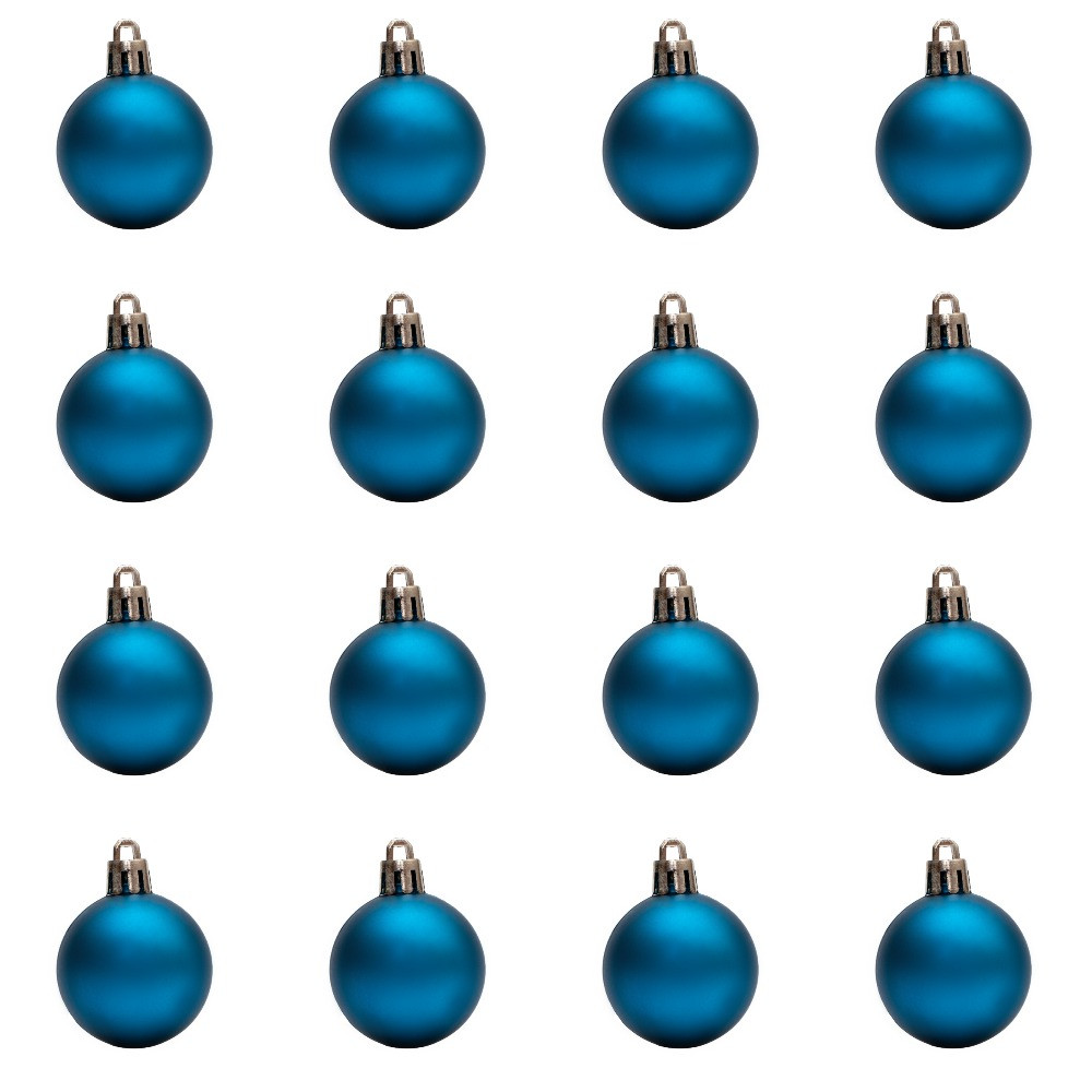 Набір ялинкових куль міні-кулі, 16 шт, D4 см, синій, матовий, пластик (890643), фото 1