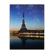 Картина з світловими ефектами Ейфелева вежа на фоні нічного Парижу, 4л, 40х30 см (940218)