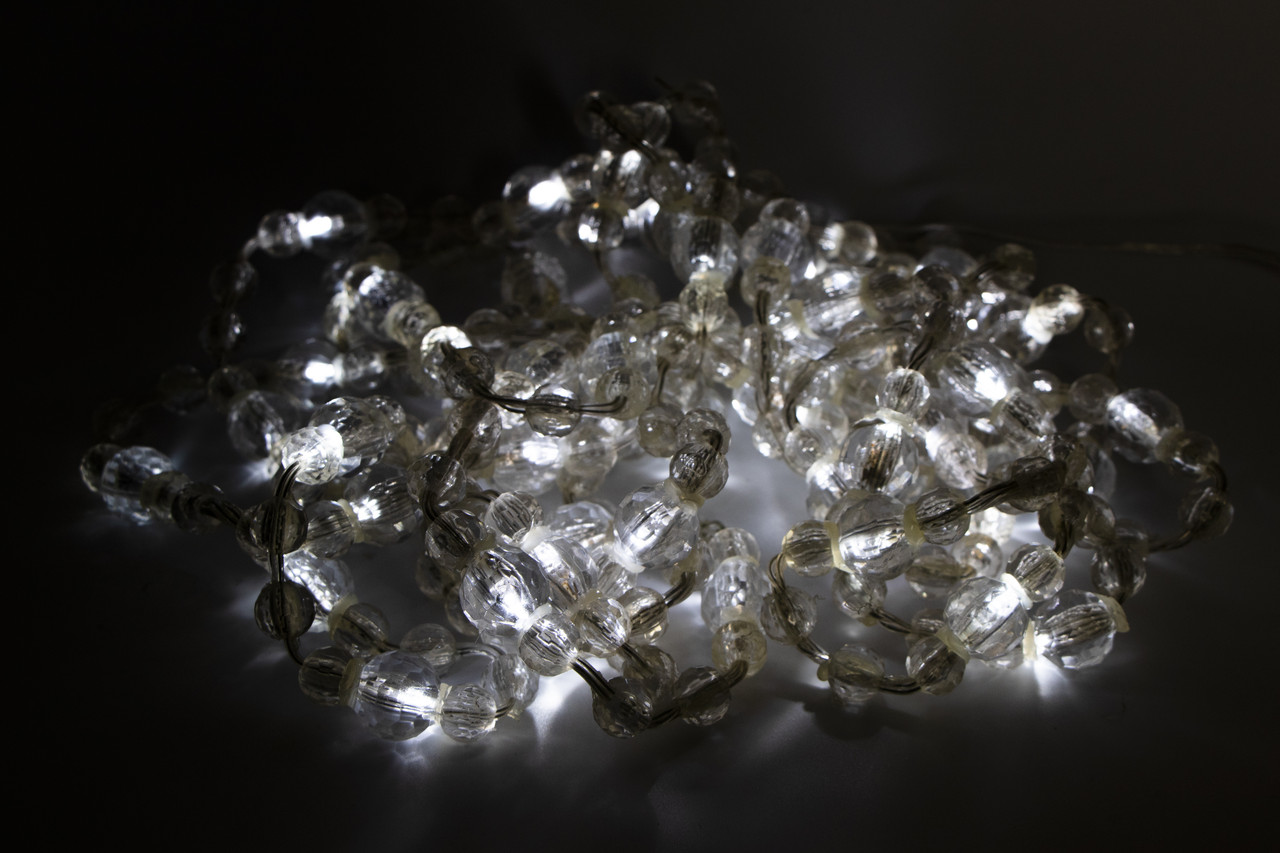 Світлодіодна новорічна гірлянда перлинні кульки, 5 м, 56 л, холодний білий, IP44, LED (040360), фото 1