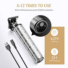 Тример для окантовки і стрижки бороди HairTrimmer Cordless Skeleton, Silver (HT7870S), фото 4