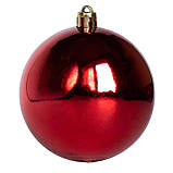 Набір ялинкових куль, 6 шт, D8 см, червоний, глянець, пластик (250324), фото 2