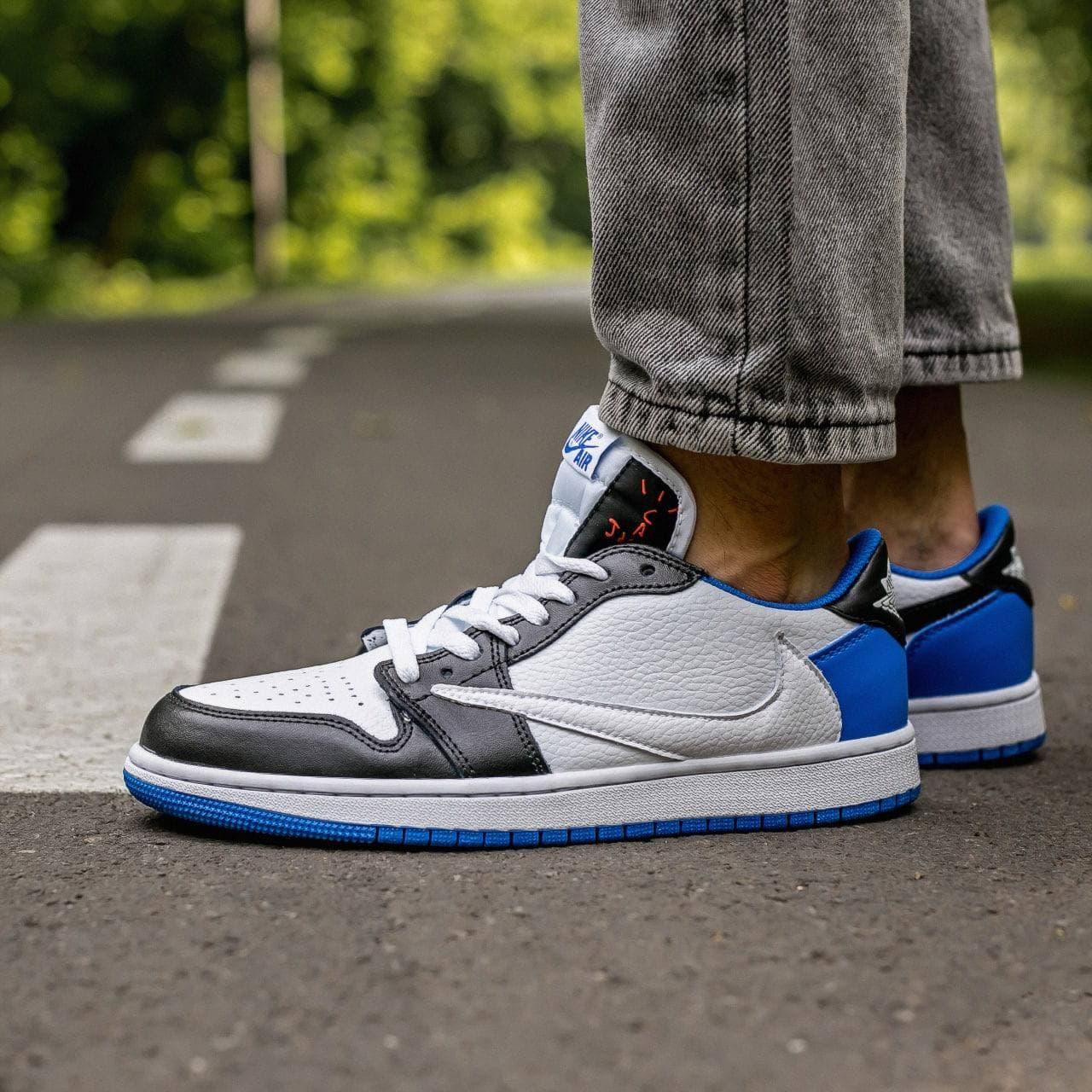 Кросівки чоловічі білі Air Jordan Retro 1 low x Fragment x Trawis Scott (06792), фото 1