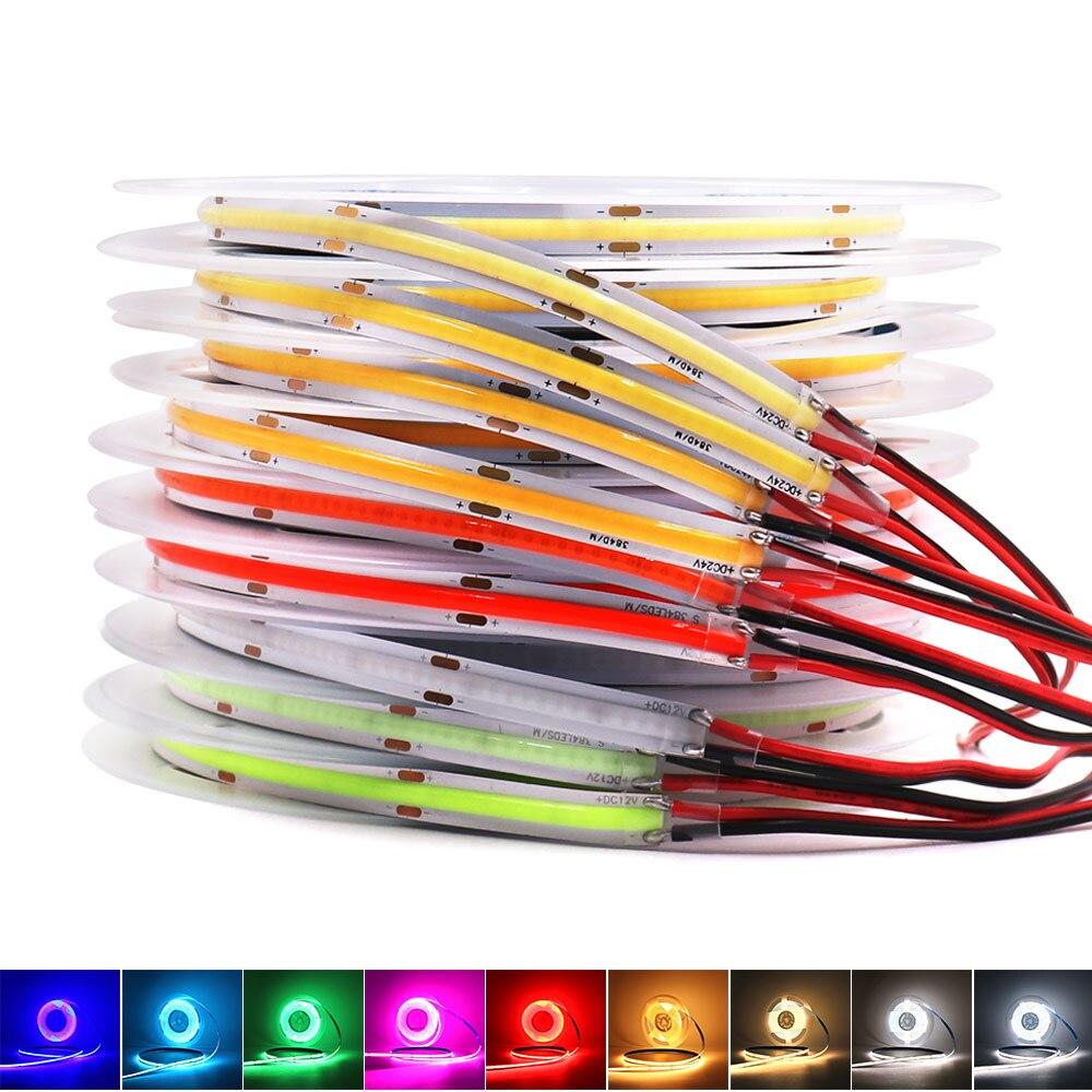 Світлодіодна стрічка LEDTech COB/FCOB 12v суцільного світіння. Зелений (GREEN) преміум СОВ