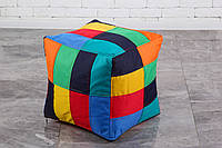 Детское бескаркасное кресло пуфик кубик Мозаика, разноцветное