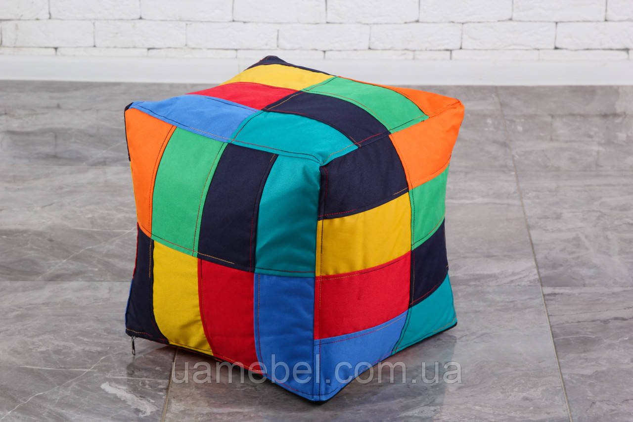 Дитяче безкаркасне крісло, пуф кубик Мозаїка, різнобарвне, фото 1
