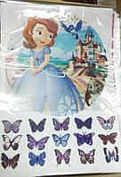 Вафельная картинка на торт "Принцесса София" А4 На листе А4 расположены одна большая круглая +15 маленьких