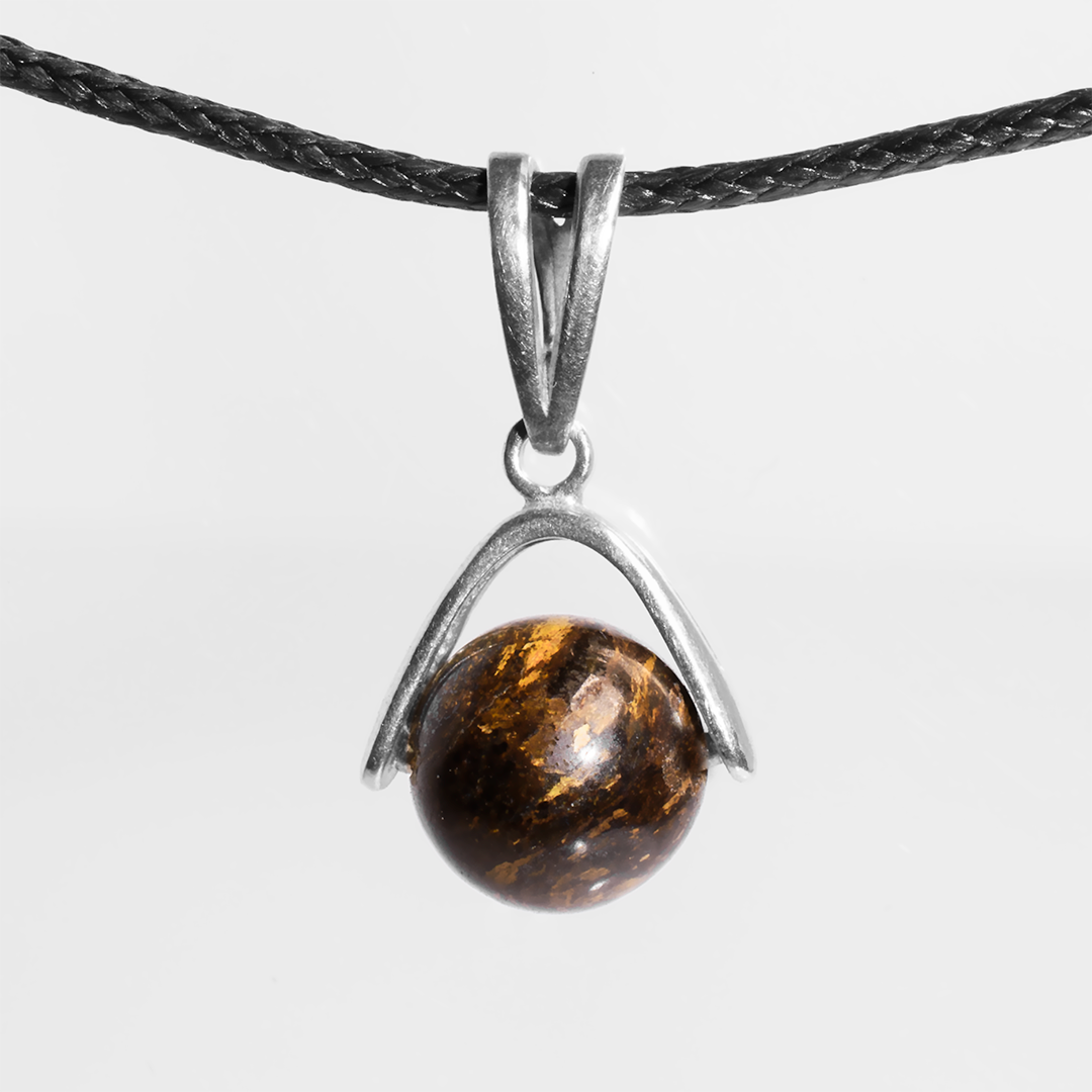 Бронзит кулон срібло, Ø10 мм., 1624КЛБ