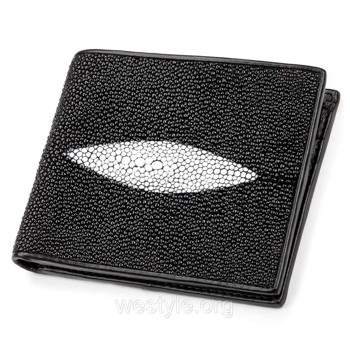 Кошелек STINGRAY LEATHER 18009 из натуральной кожи морского ската Черный - фото 1 - id-p1455077617