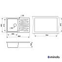 Мийка кухонна гранітна Minola MPG 1150-80 Арктик, фото 2