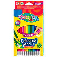 Олівці кольорові Colorino шестигранні з ластиком 12 кольорів 92531