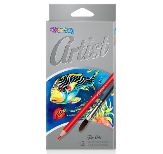 Акварельні олівці кольорові Colorino Artist + пензлик 12 кольорів 65528