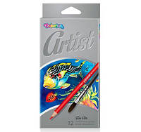 Карандаши акварельные цветные Colorino Artist + кисточка 12 цветов 65528