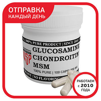 Глюкозамін Хондроїтин МСМ капсули 100 шт. по 500 мг. (Glucosamine Chondroitin MSM)